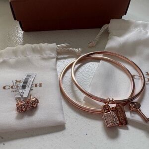 Coach Rose Gold Bracelet and Earring Set
